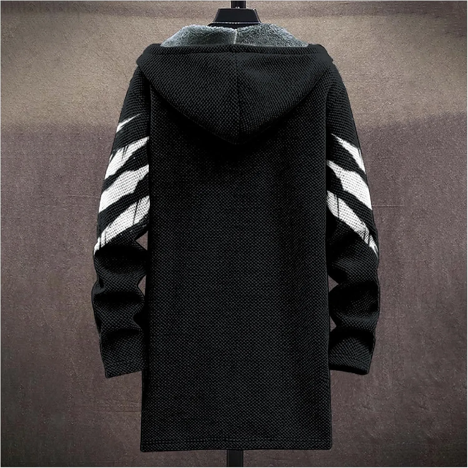 Mens Cardigan Sweater Graphic Long Cool Knitted Hoodies Zip Up with Pockets Fashion Coat Warm Fitted Jacket