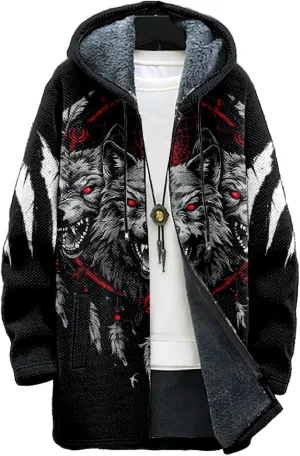 Mens Cardigan Sweater Graphic Long Cool Knitted Hoodies Zip Up with Pockets Fashion Coat Warm Fitted Jacket