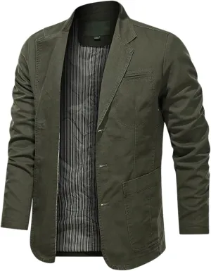 Mens Cargo Blazer Jacket Tactical Military Button Down Fashion Fall Work Sport Outoor Thermal Lapel Coat