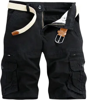 Mens Cargo Shorts Cotton Work Shorts Multi Pocket Casual Workout Shorts for Men NO Belt