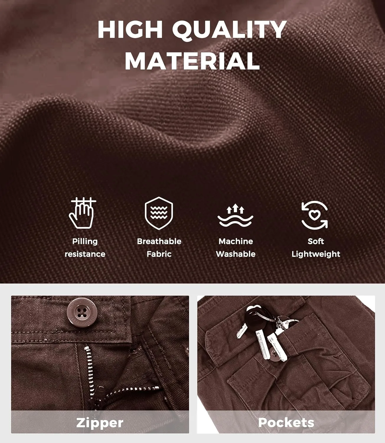Mens Cargo Shorts Cotton Work Shorts Multi Pocket Casual Workout Shorts for Men NO Belt