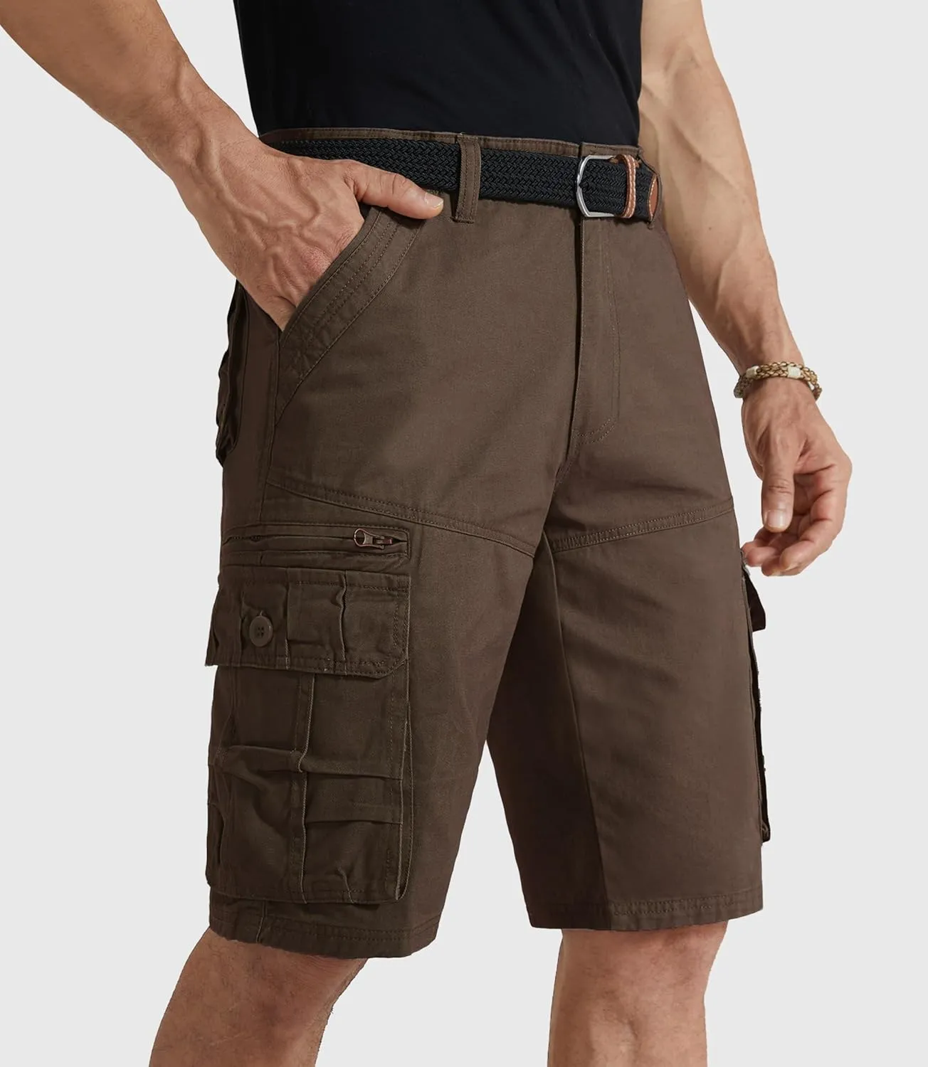 Mens Cargo Shorts Cotton Work Shorts Multi Pocket Casual Workout Shorts for Men NO Belt