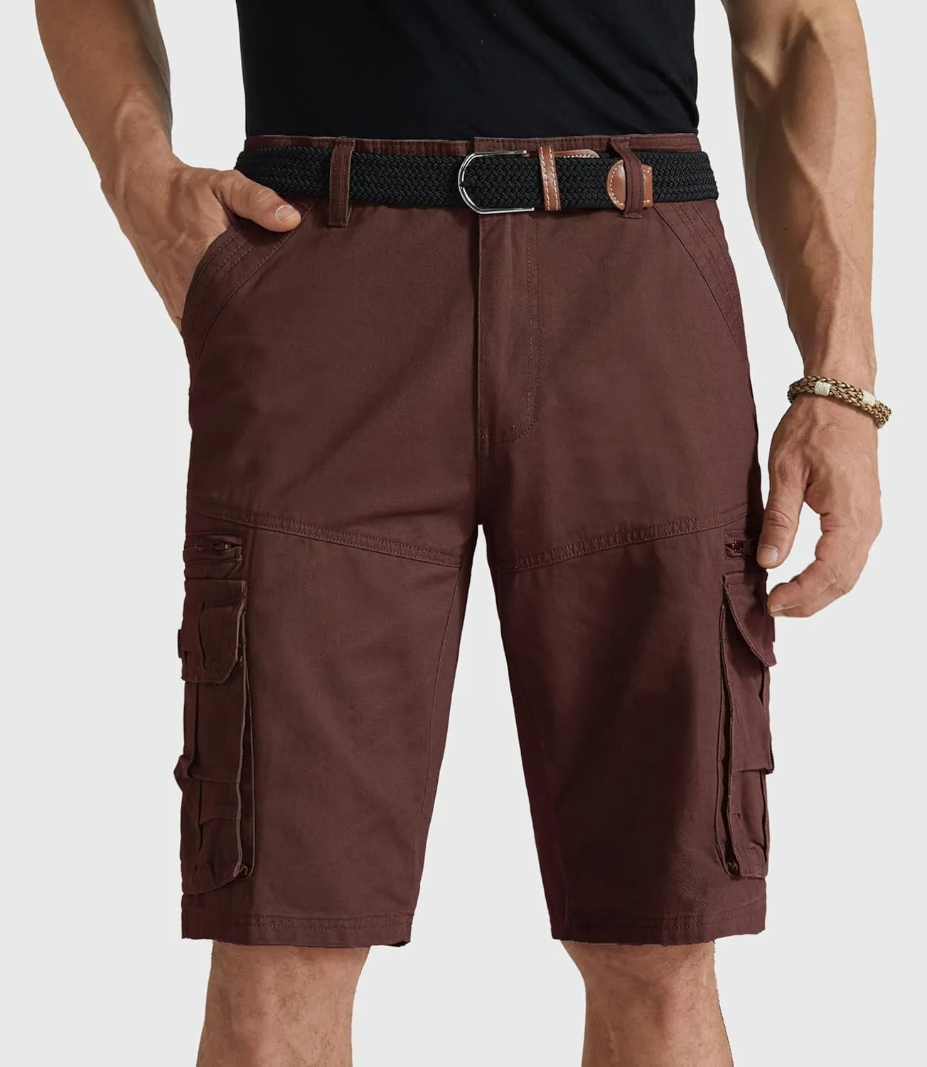 Mens Cargo Shorts Cotton Work Shorts Multi Pocket Casual Workout Shorts for Men NO Belt