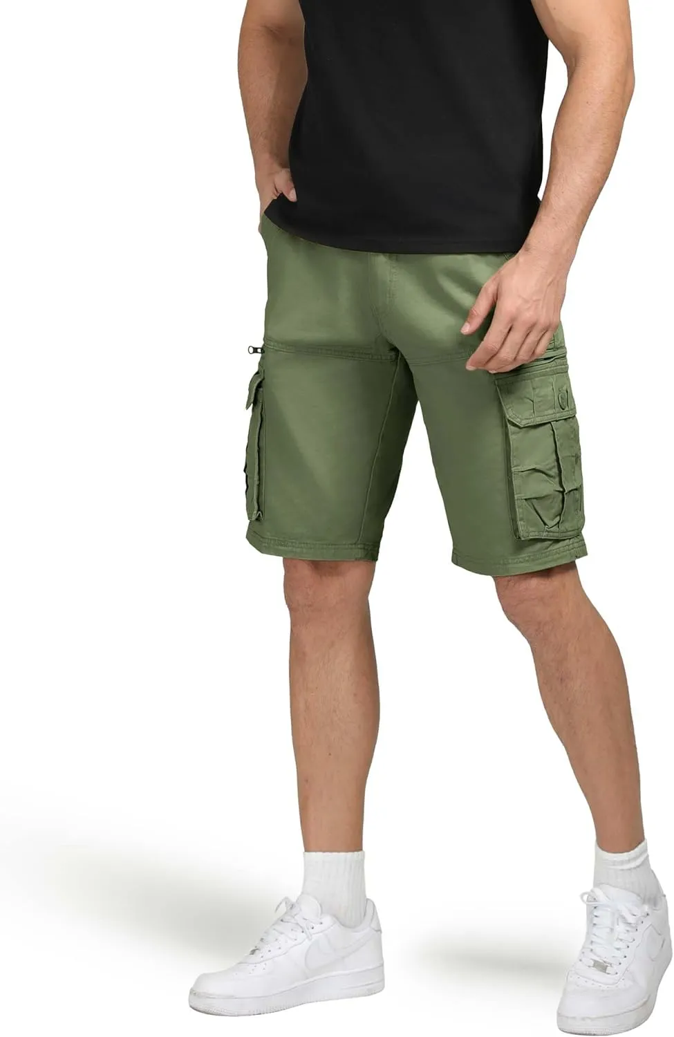 Mens Cargo Shorts Cotton Work Shorts Multi Pocket Casual Workout Shorts for Men NO Belt