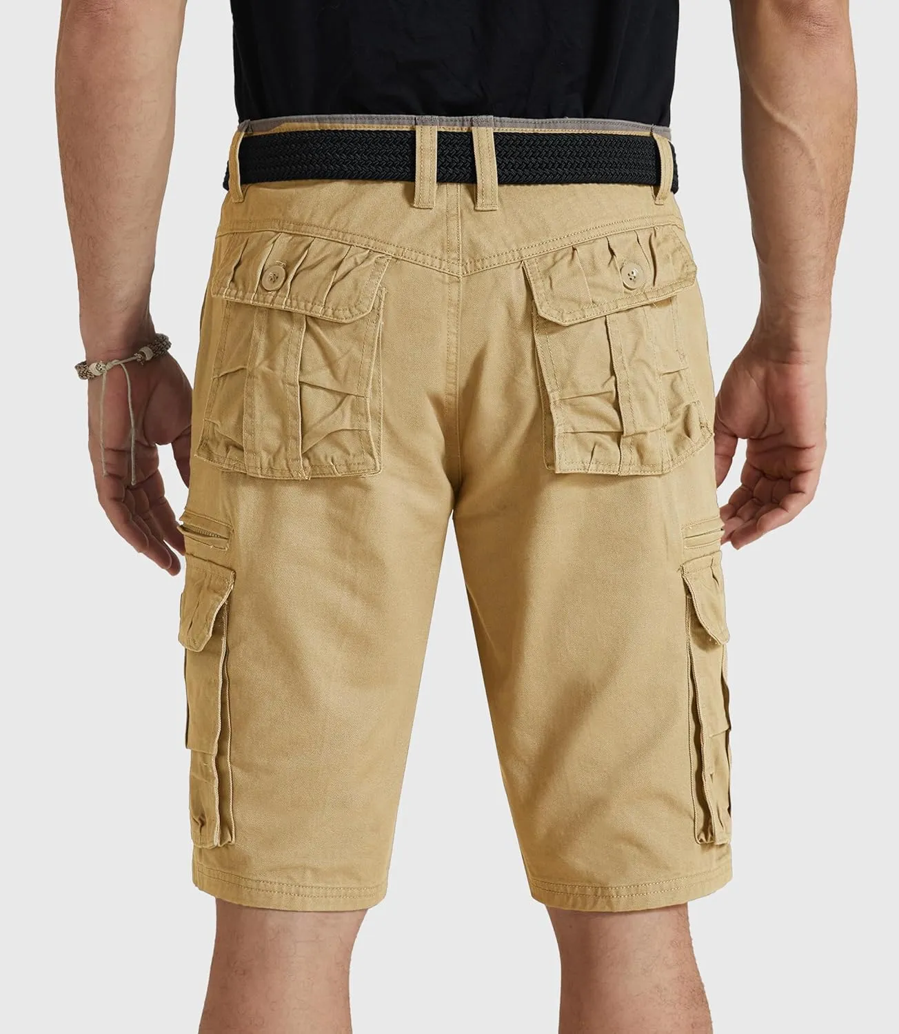Mens Cargo Shorts Cotton Work Shorts Multi Pocket Casual Workout Shorts for Men NO Belt
