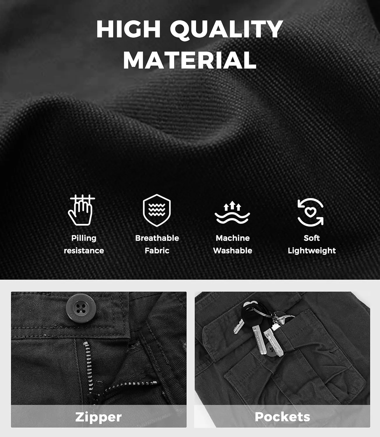 Mens Cargo Shorts Cotton Work Shorts Multi Pocket Casual Workout Shorts for Men NO Belt
