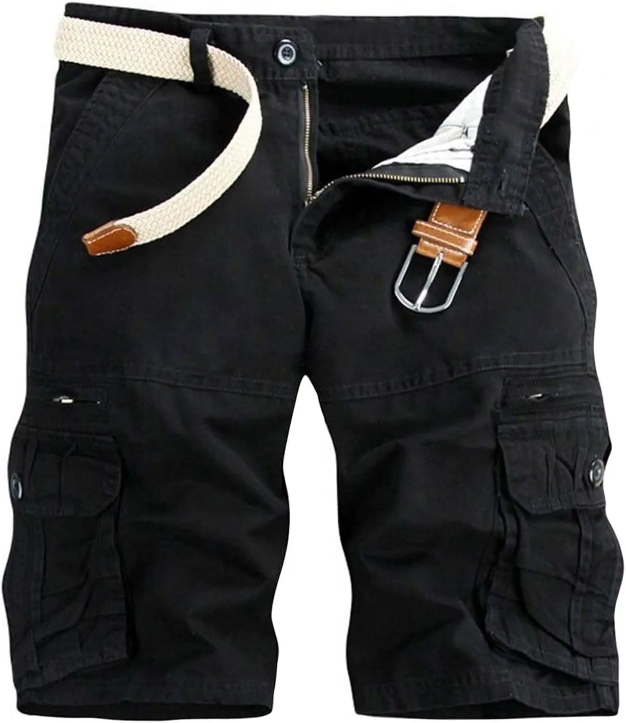 Mens Cargo Shorts Cotton Work Shorts Multi Pocket Casual Workout Shorts for Men NO Belt