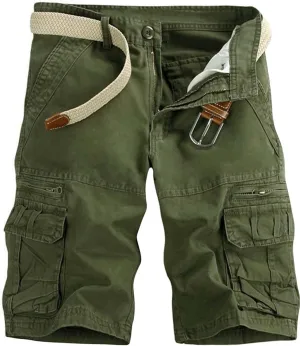 Mens Cargo Shorts Cotton Work Shorts Multi Pocket Casual Workout Shorts for Men NO Belt