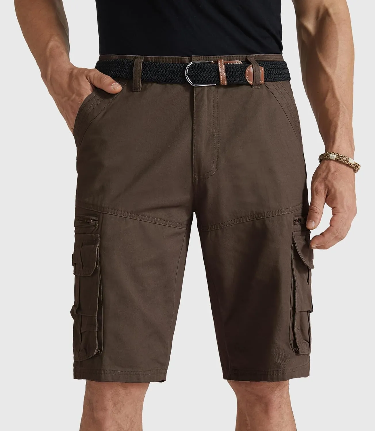 Mens Cargo Shorts Cotton Work Shorts Multi Pocket Casual Workout Shorts for Men NO Belt