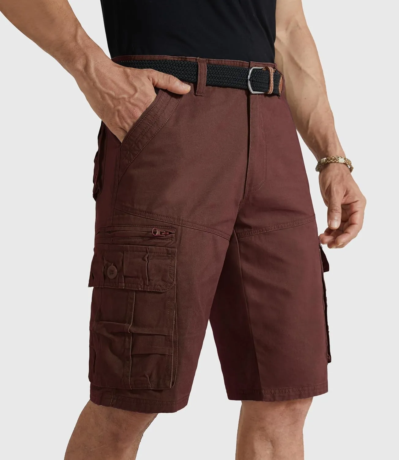 Mens Cargo Shorts Cotton Work Shorts Multi Pocket Casual Workout Shorts for Men NO Belt