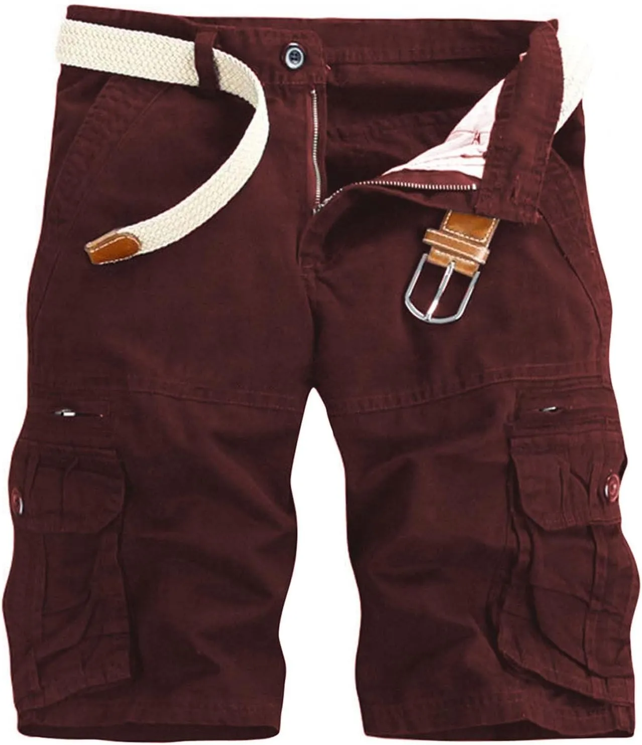 Mens Cargo Shorts Cotton Work Shorts Multi Pocket Casual Workout Shorts for Men NO Belt