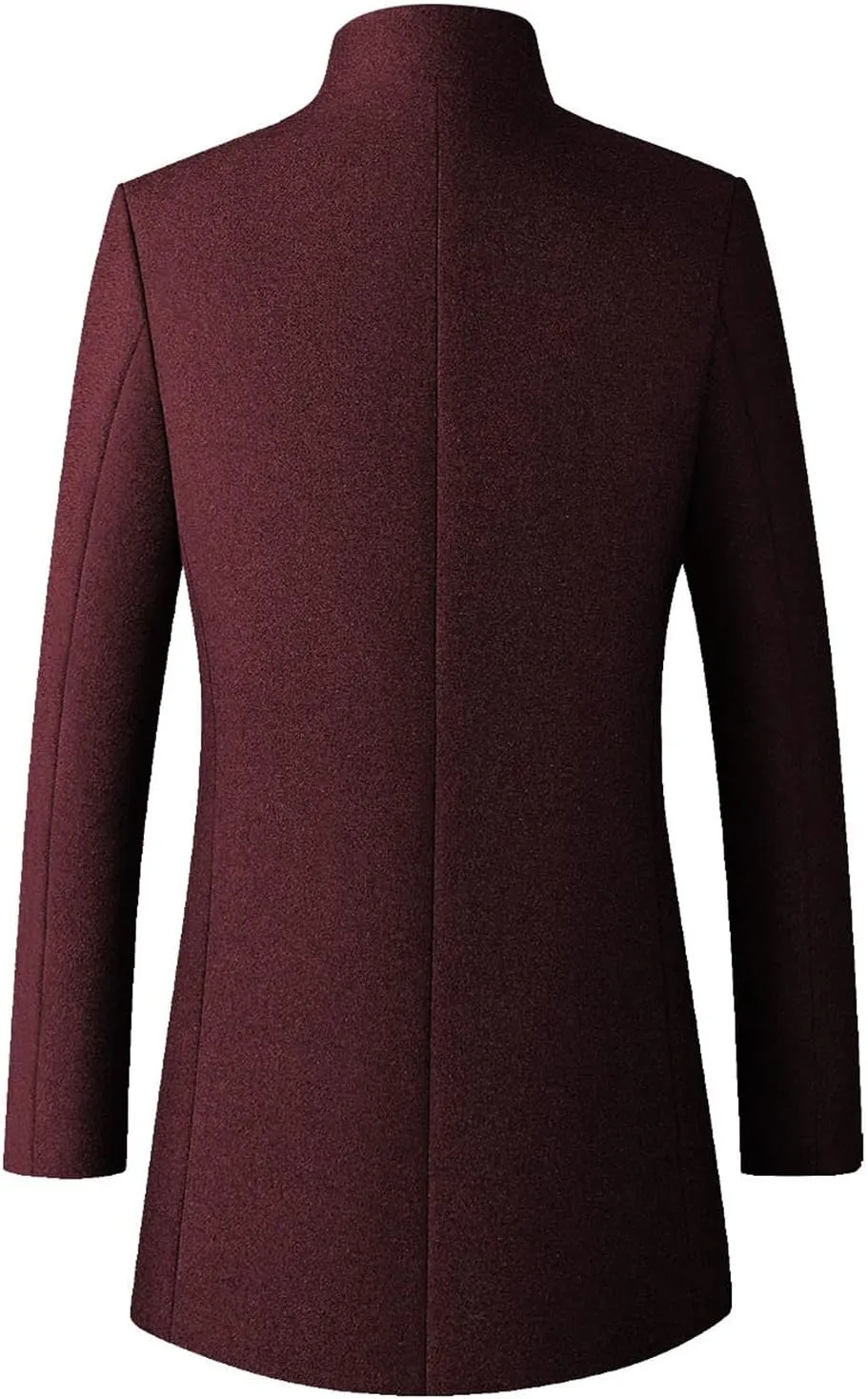 Men's Double Breasted Trench Coat Solid Color Long Sleeved Stand-collar Trench Fit Formal Mid-Length Classic Top