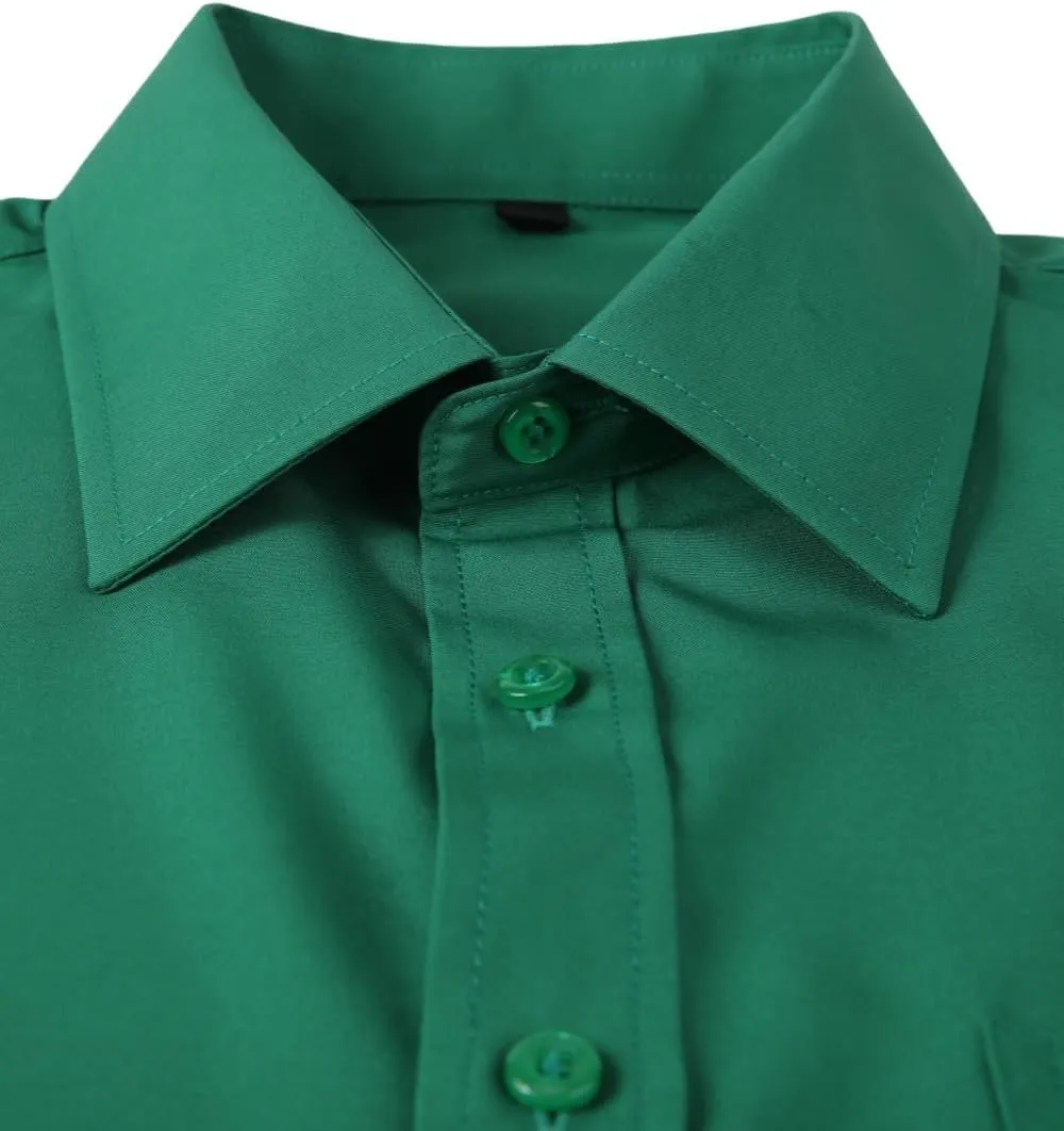 Men's Dress Shirts Long Sleeve Button Down Shirt Business Formal Stretch Shirt Regular Fit with Pockets