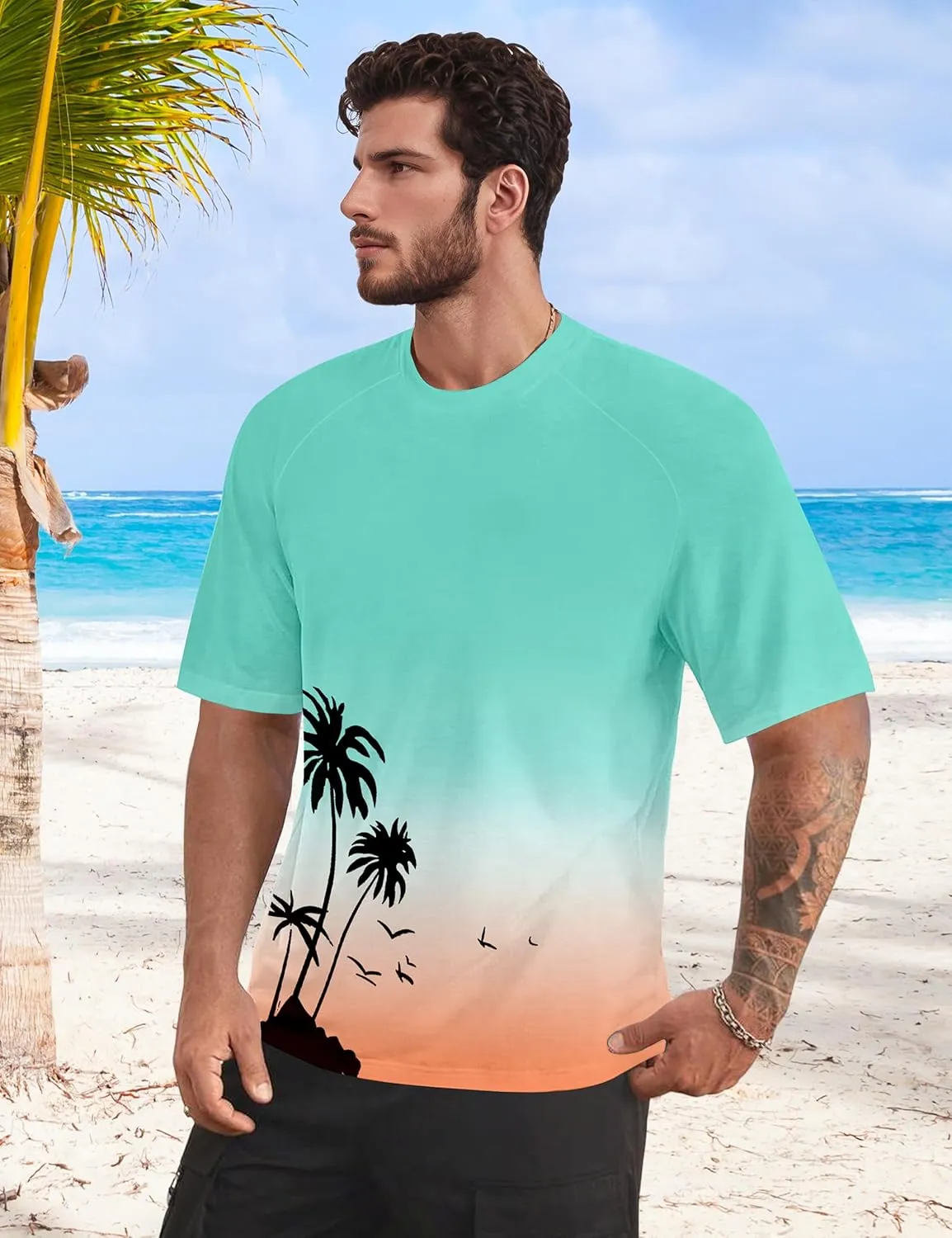 Mens Graphic T-Shirts Fashion Crew Neck Tshirts Gym Muscle Athletic Workout Summer Tee Shirt Top for Man
