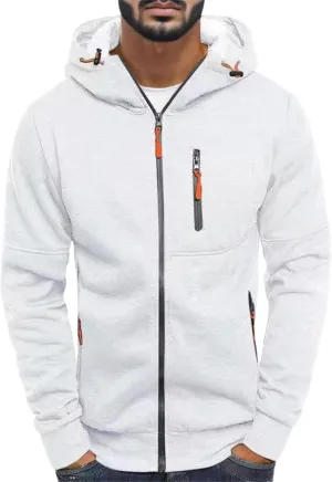 Mens Hoodies Pullover Oversized Long Sleeve Full Zip up Hooded Sweatshirt Drawstring Casual Jacket Sweater Fall