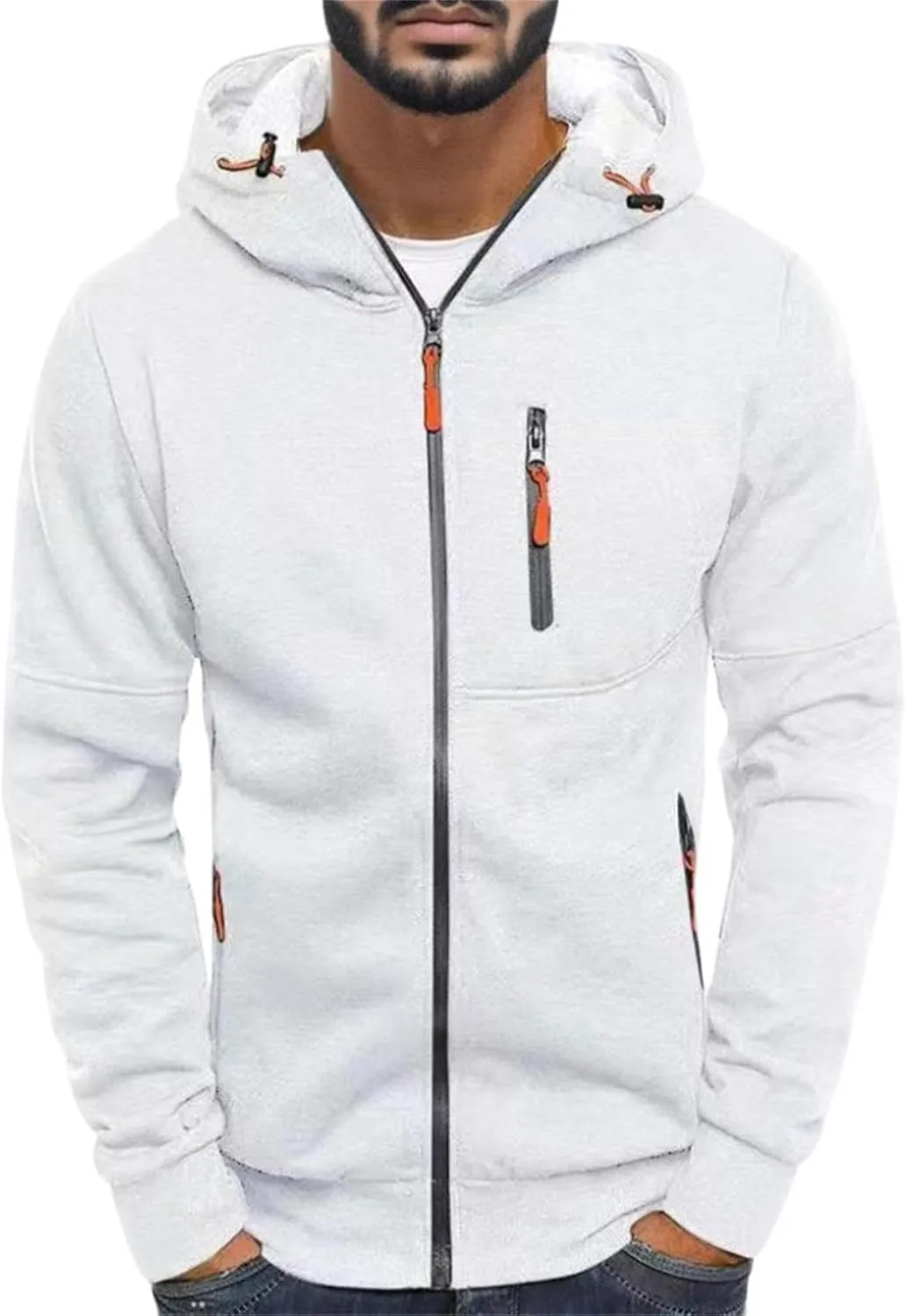 Mens Hoodies Pullover Oversized Long Sleeve Full Zip up Hooded Sweatshirt Drawstring Casual Jacket Sweater Fall