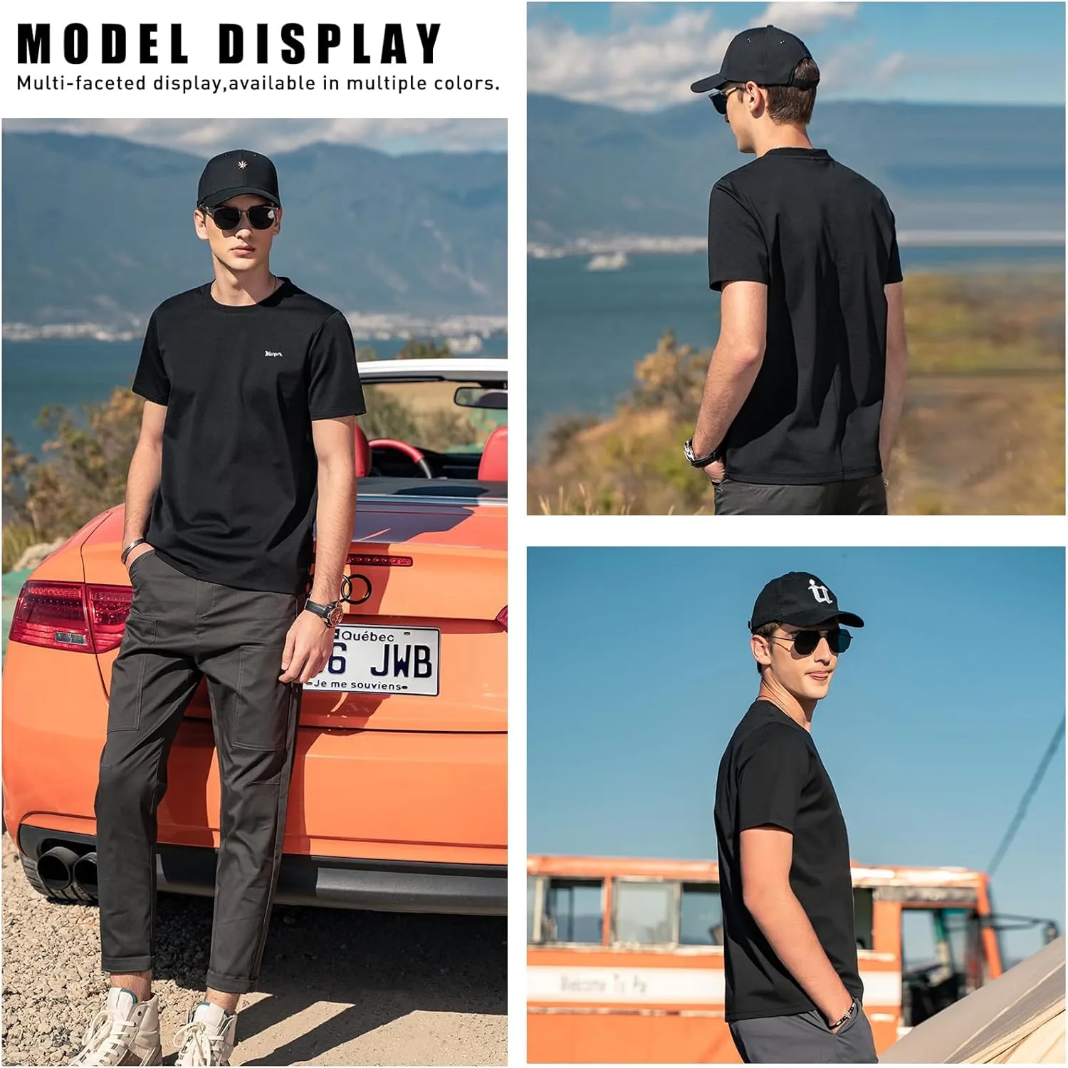 Men's Ice Silk T-Shirt,Quick Drying Breathable Top, Ice Silk Smooth Sports Shirt