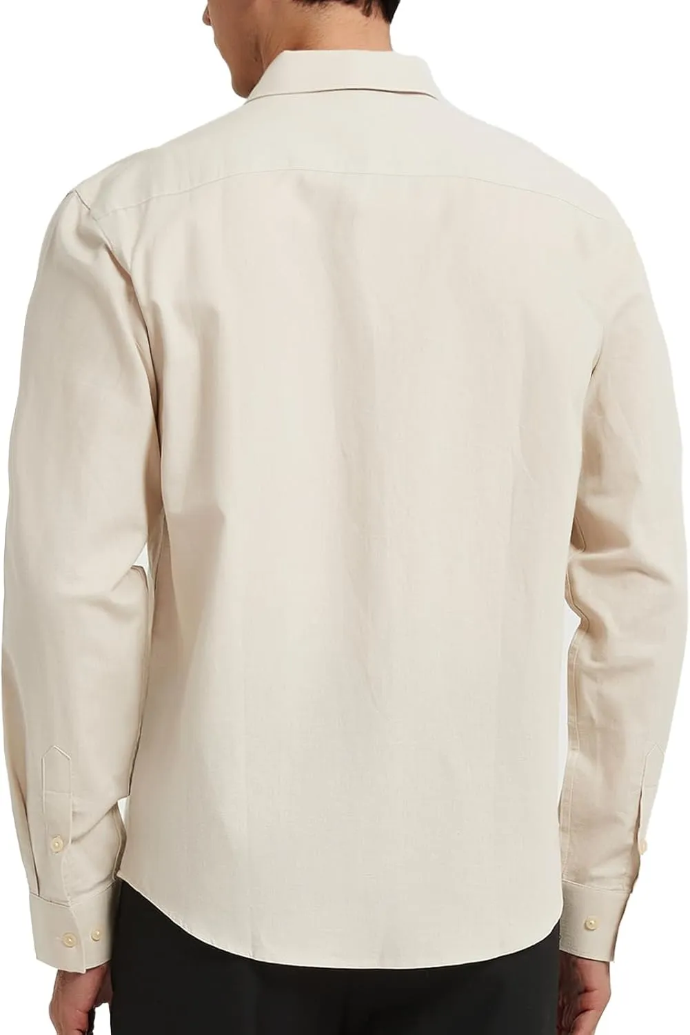 Men's Long Sleeve Button Down Cotton Linen Shirt Casual Lightweight Beach Shirt