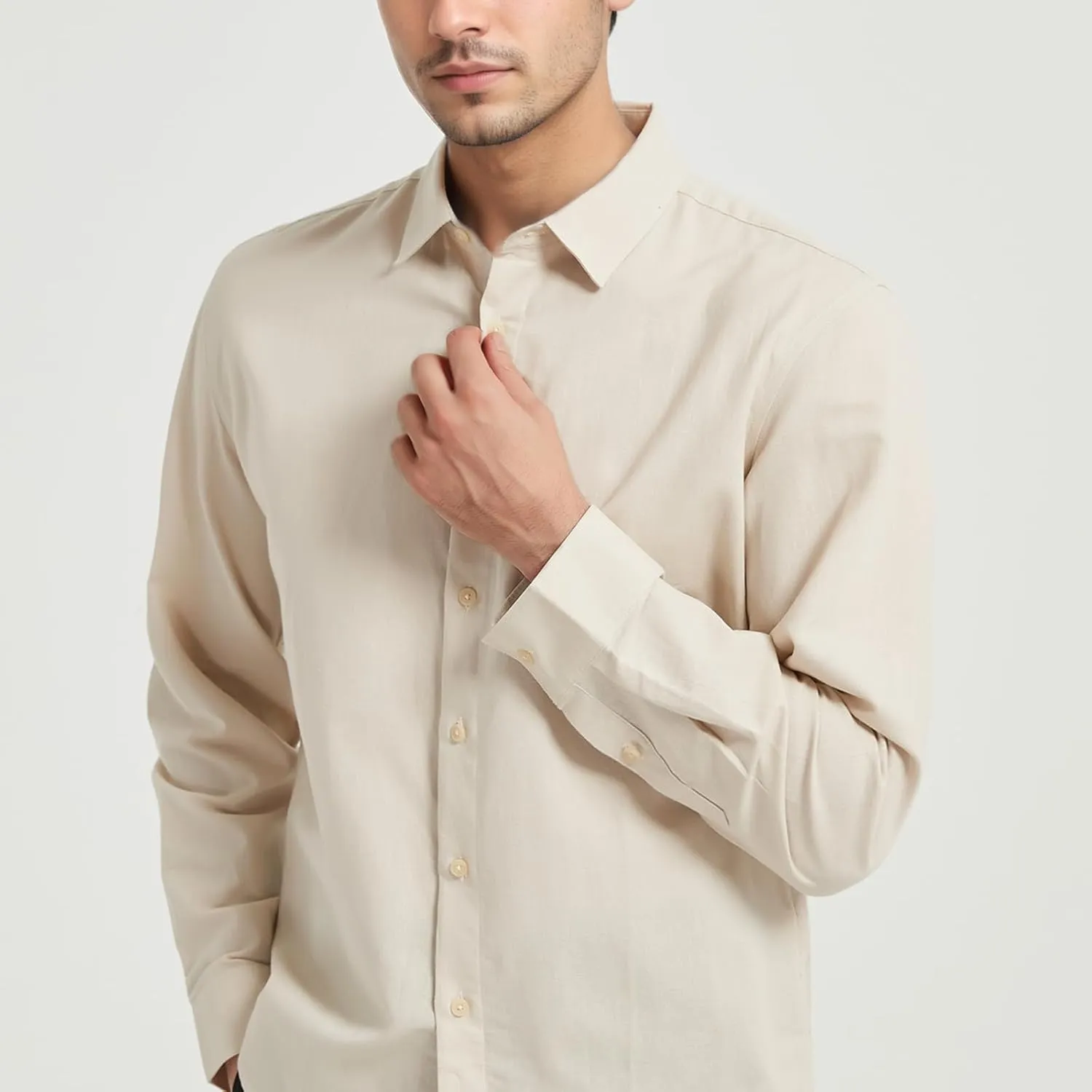 Men's Long Sleeve Button Down Cotton Linen Shirt Casual Lightweight Beach Shirt