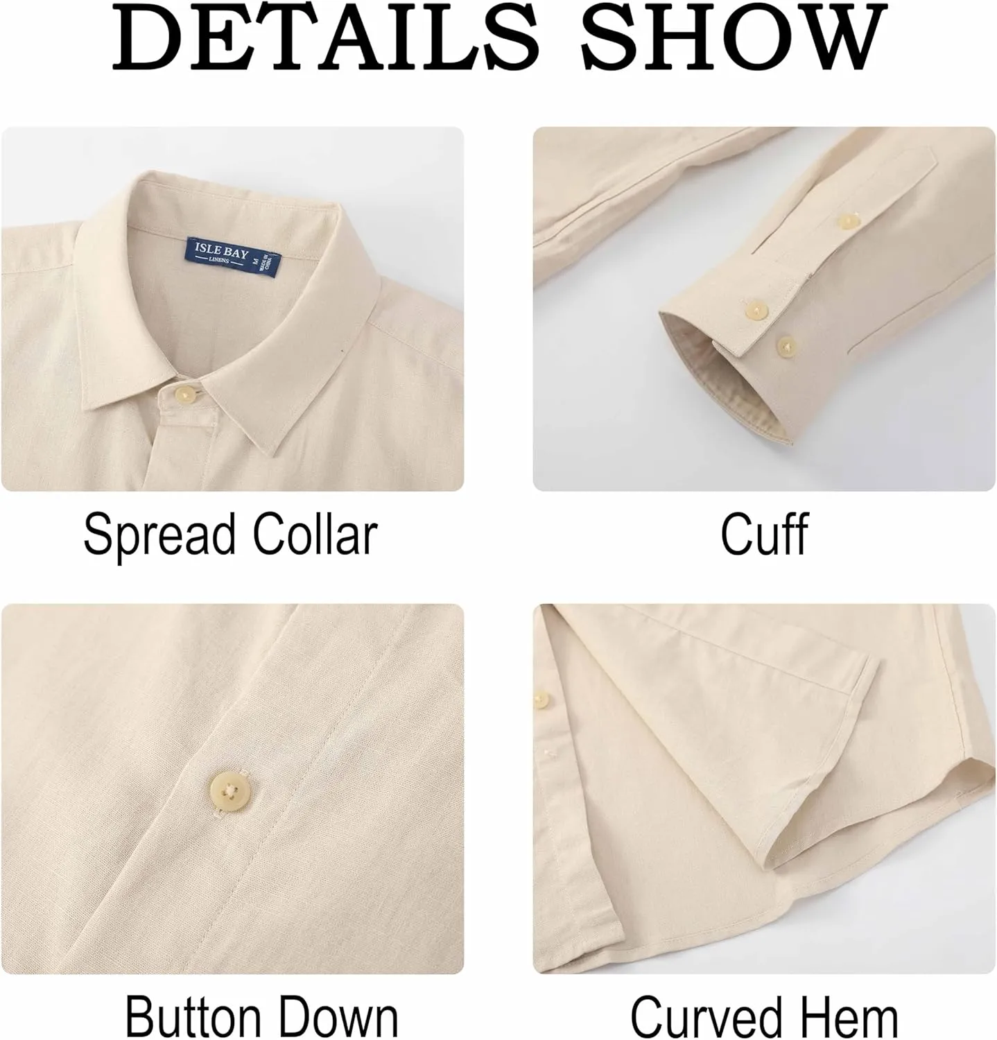Men's Long Sleeve Button Down Cotton Linen Shirt Casual Lightweight Beach Shirt