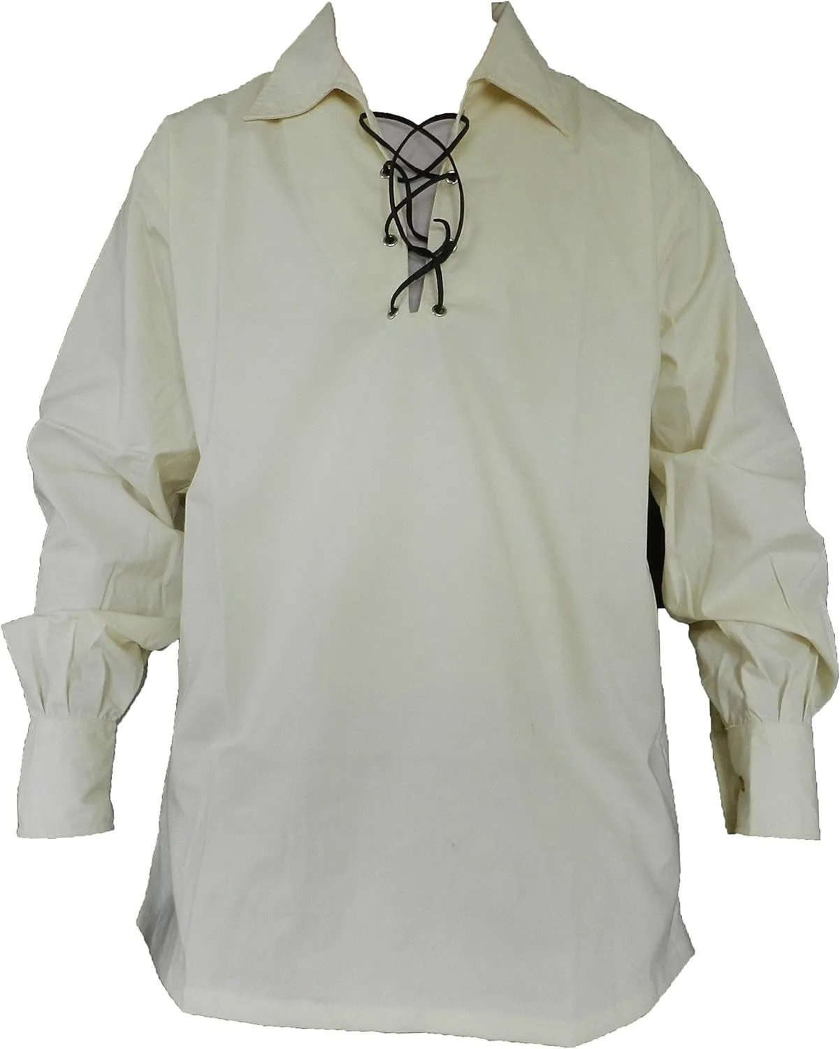 Mens Long Sleeve Shirt, Jacobite Ghillie Shirt for Kilts, w/Leather Tie