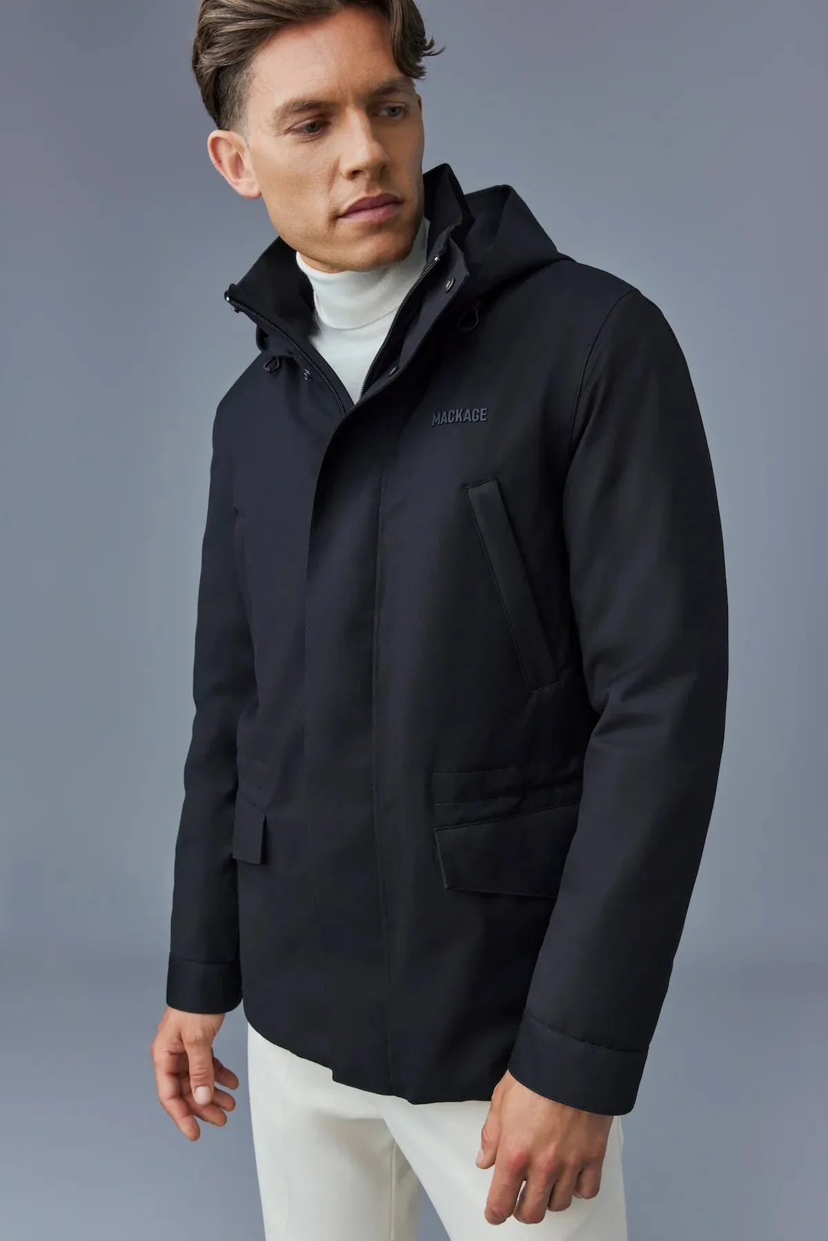 Men's Mackage Morris City Rain Coat - Black