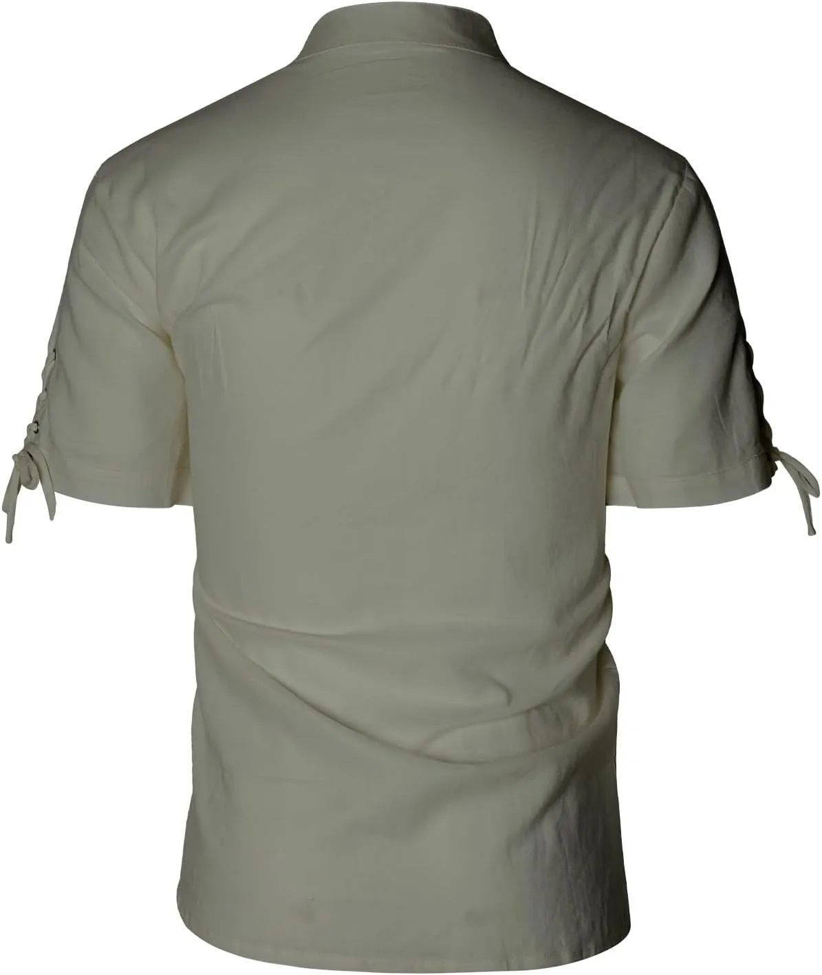 Men's Pirate Shirt Renaissance Medieval Viking Shirt Linen Short Sleeve Lace Up Top Halloween Costume