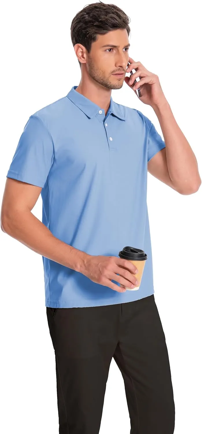 Mens Polo Shirts Collar Short Sleeve Golf Shirt Quicky Dry Moisture Wicking Lightweight Polo T-Shirt