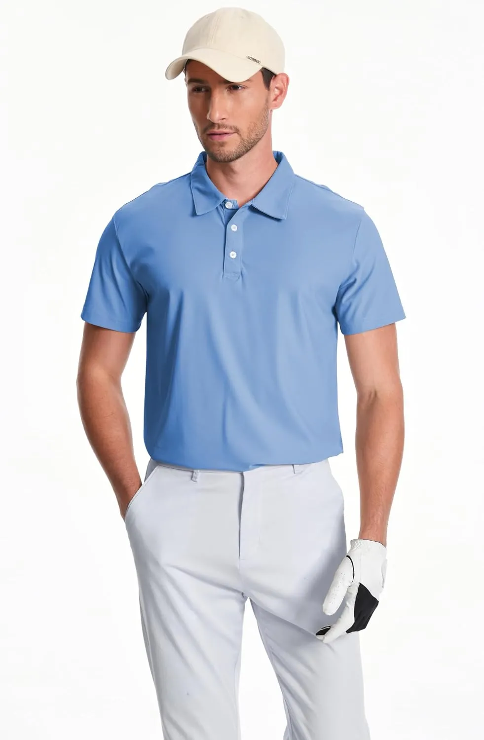 Mens Polo Shirts Collar Short Sleeve Golf Shirt Quicky Dry Moisture Wicking Lightweight Polo T-Shirt