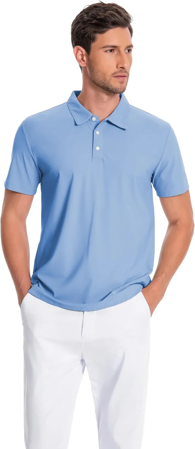 Mens Polo Shirts Collar Short Sleeve Golf Shirt Quicky Dry Moisture Wicking Lightweight Polo T-Shirt