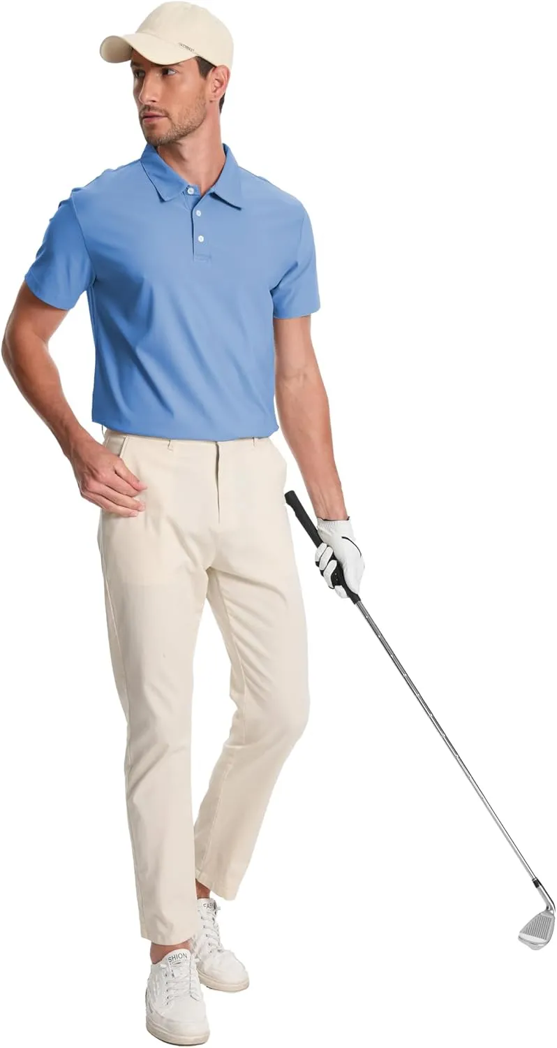 Mens Polo Shirts Collar Short Sleeve Golf Shirt Quicky Dry Moisture Wicking Lightweight Polo T-Shirt