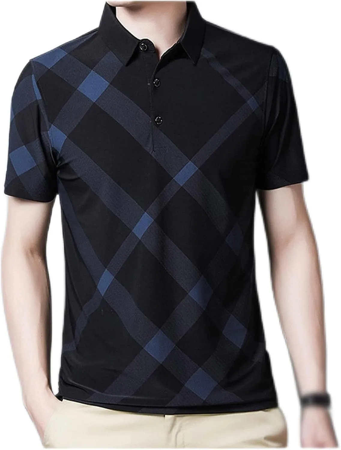 Men's Short Sleeve T-Shirt Men's Collared Ice Silk Quick Dry Shirt