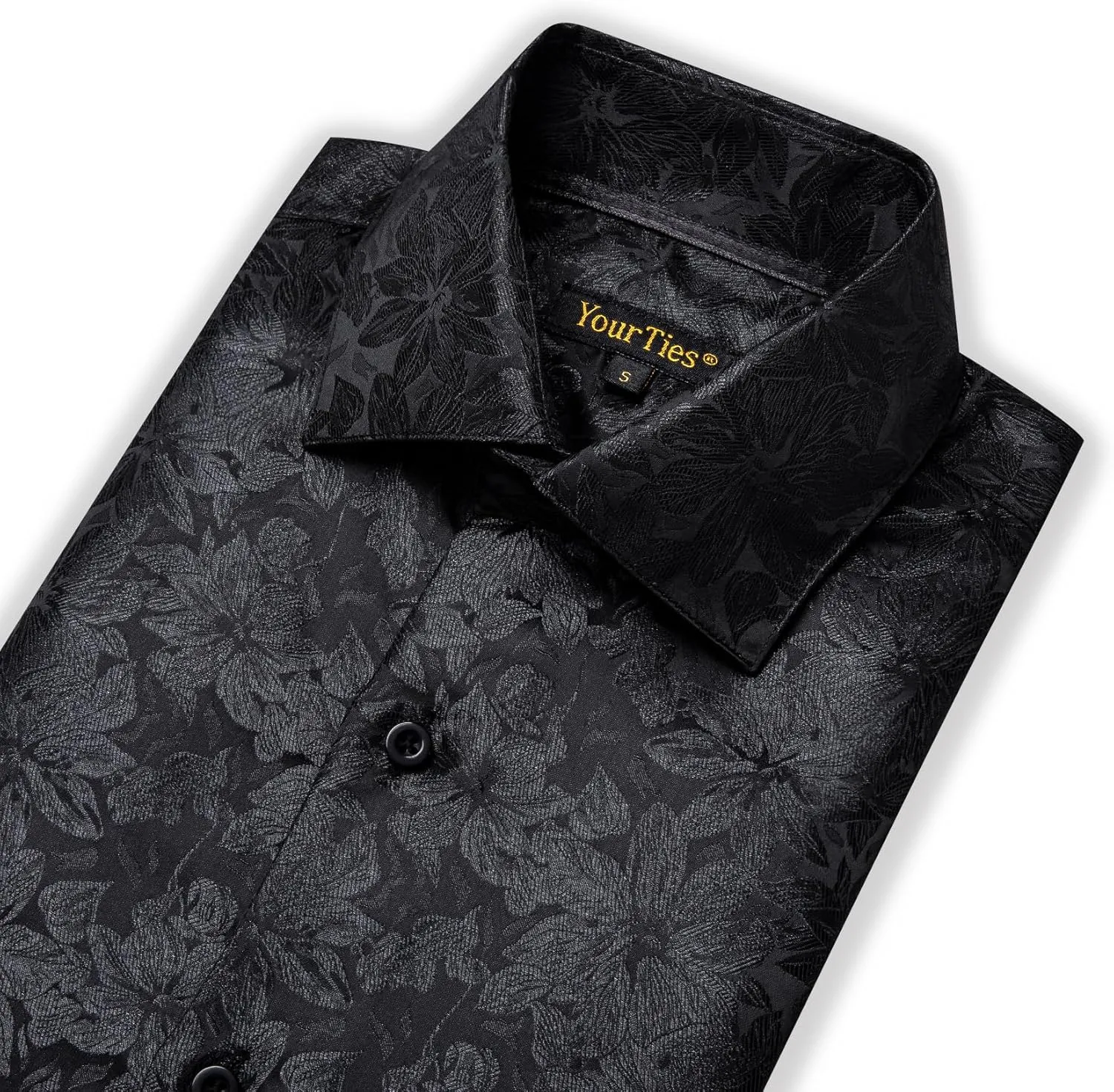 Mens Silk Paisley Dress Shirt Casual Button Down Shirt Long Sleeve Western Floral Shirts Wedding Party Holiday