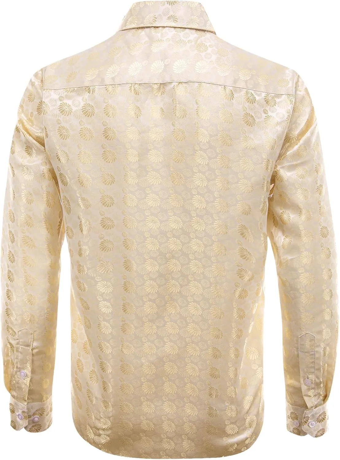 Mens Silk Paisley Dress Shirt Casual Button Down Shirt Long Sleeve Western Floral Shirts Wedding Party Holiday