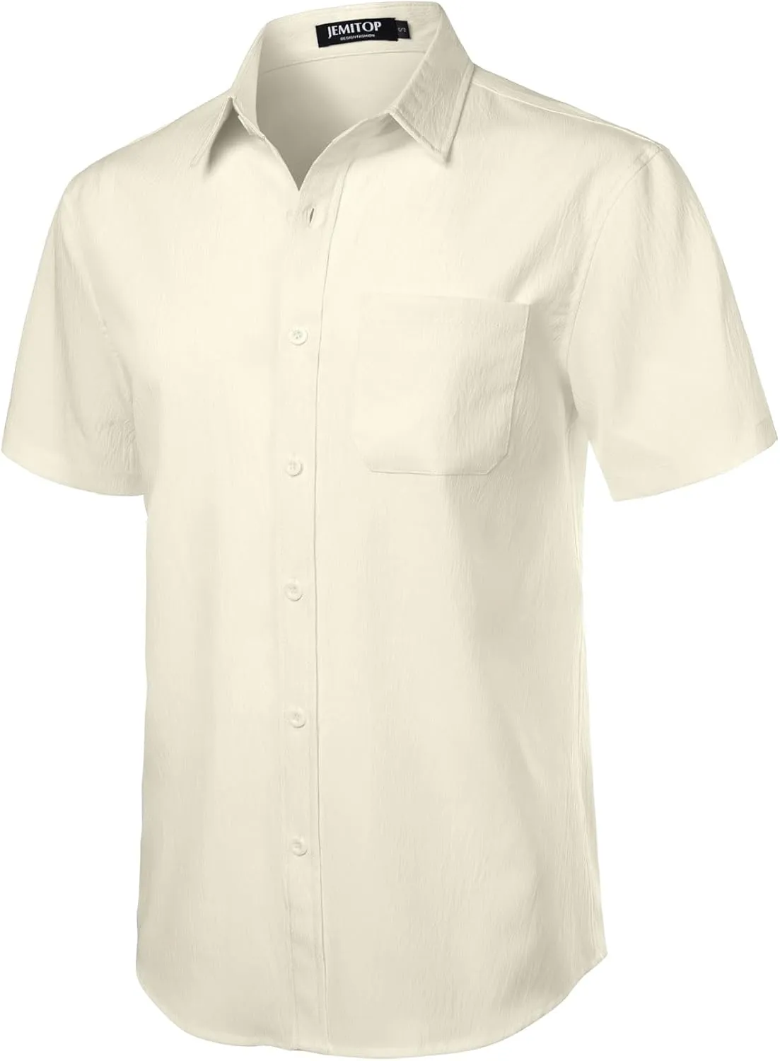 Men's Stretch Wrinkle Free Short Sleeve Texture Shirt Summer Lightweight Button Down Shirts for Beach Vacation