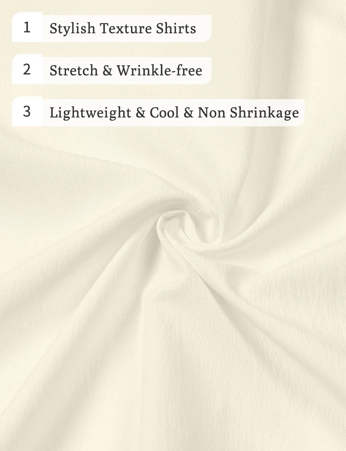 Men's Stretch Wrinkle Free Short Sleeve Texture Shirt Summer Lightweight Button Down Shirts for Beach Vacation