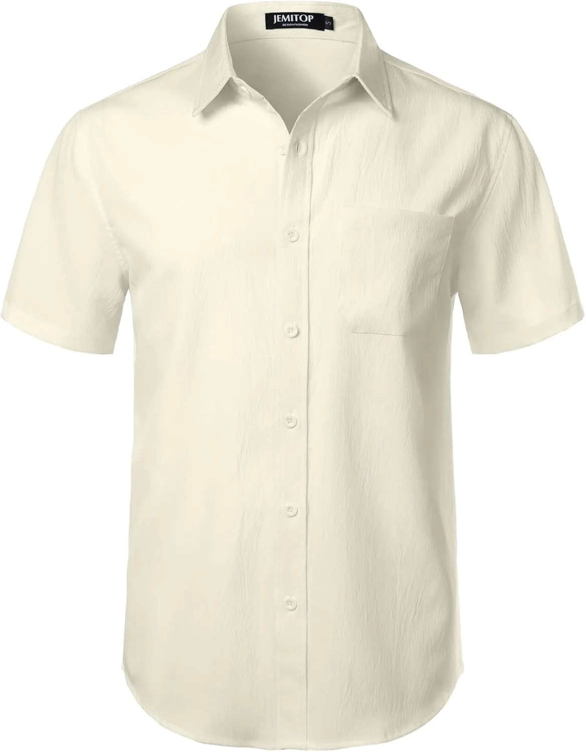 Men's Stretch Wrinkle Free Short Sleeve Texture Shirt Summer Lightweight Button Down Shirts for Beach Vacation