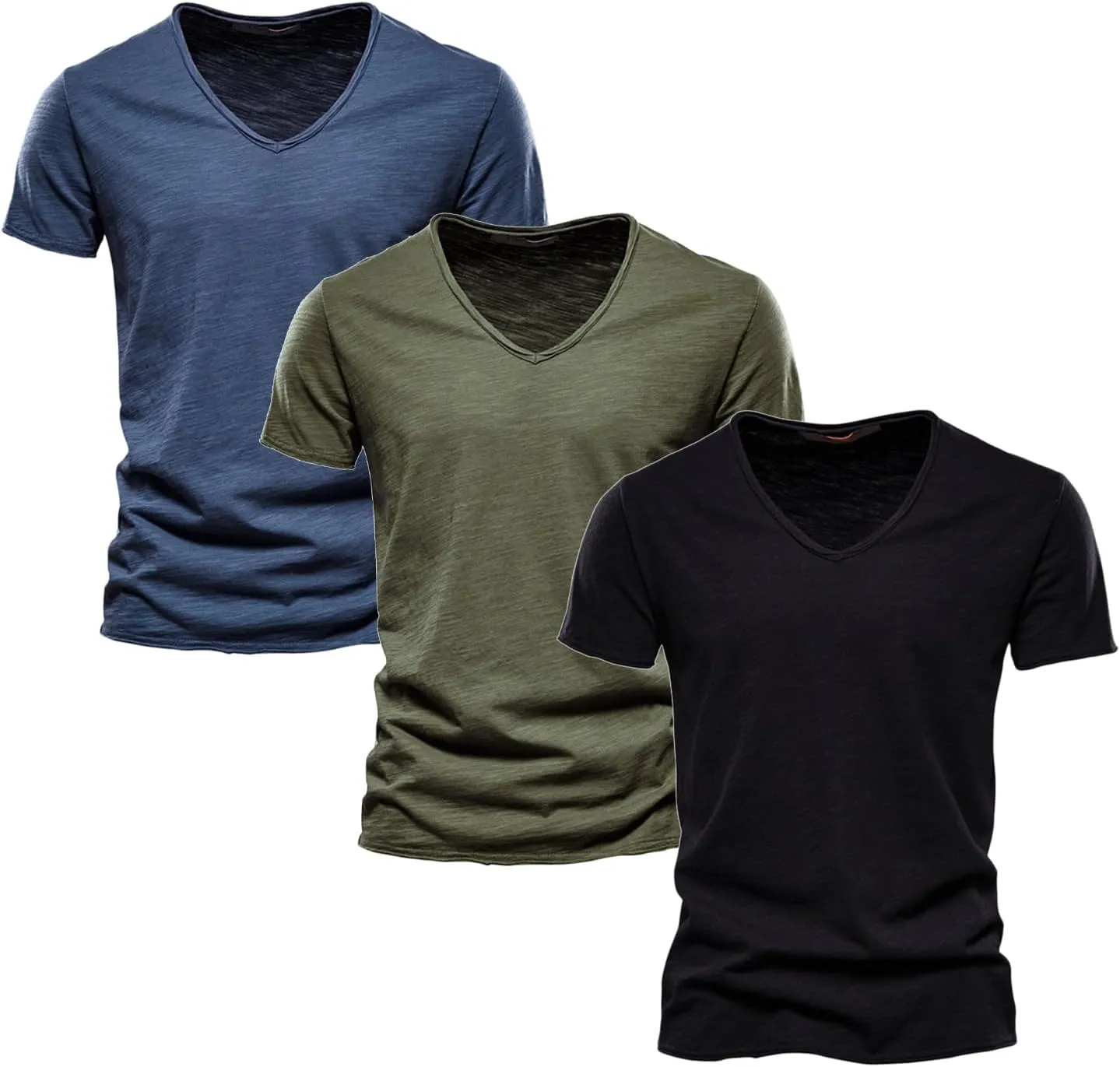 Mens T-Shirts Casual Plain V Neck Short Sleeve Shirts Classic Fit Cotton Undershirts Moisture Wicking Tees for Gym Workout