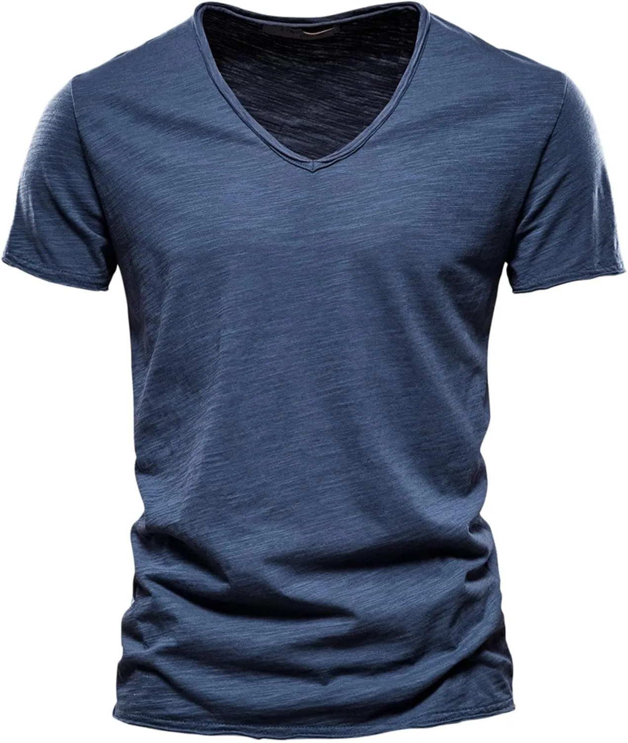 Mens T-Shirts Casual Plain V Neck Short Sleeve Shirts Classic Fit Cotton Undershirts Moisture Wicking Tees for Gym Workout
