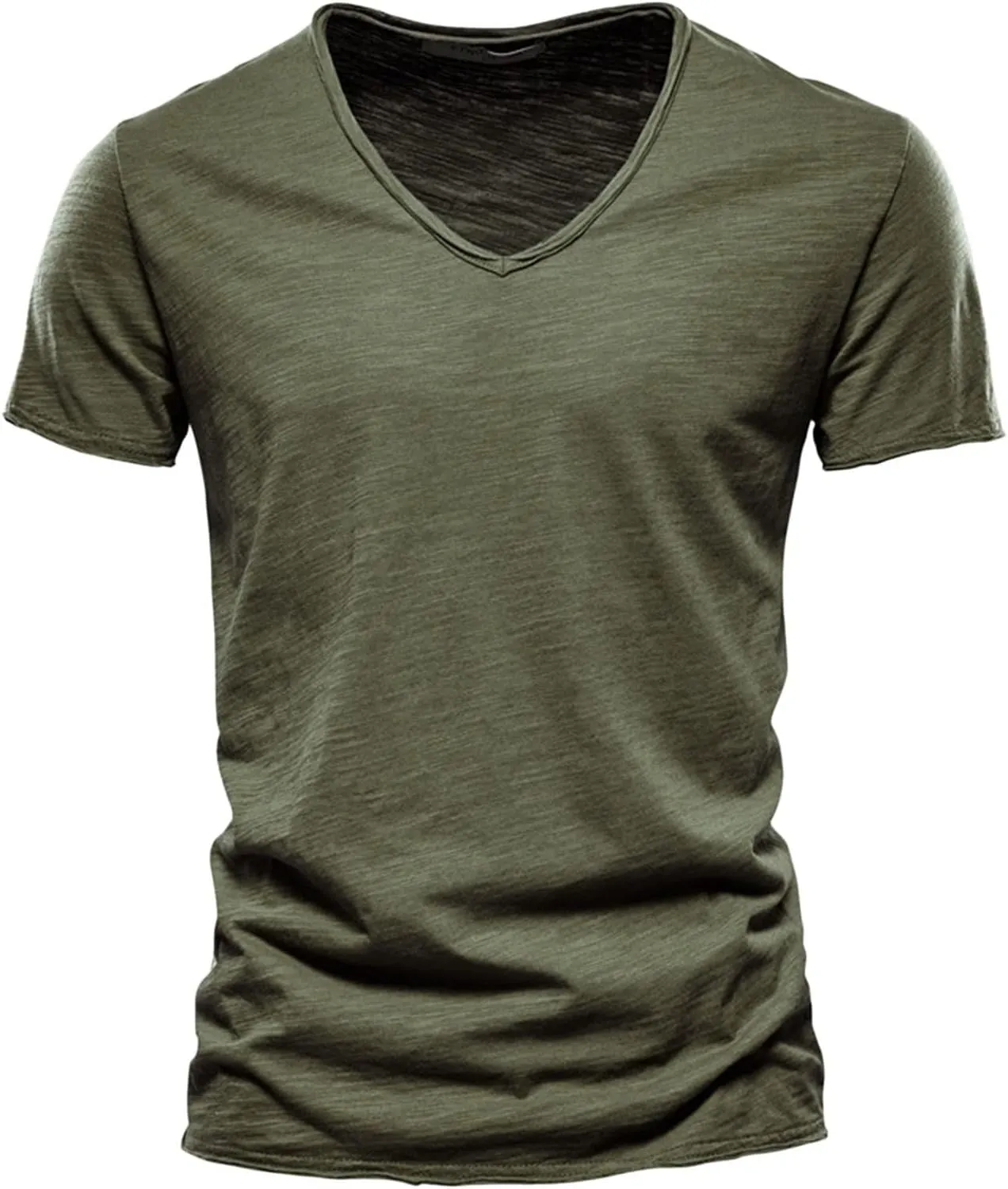 Mens T-Shirts Casual Plain V Neck Short Sleeve Shirts Classic Fit Cotton Undershirts Moisture Wicking Tees for Gym Workout