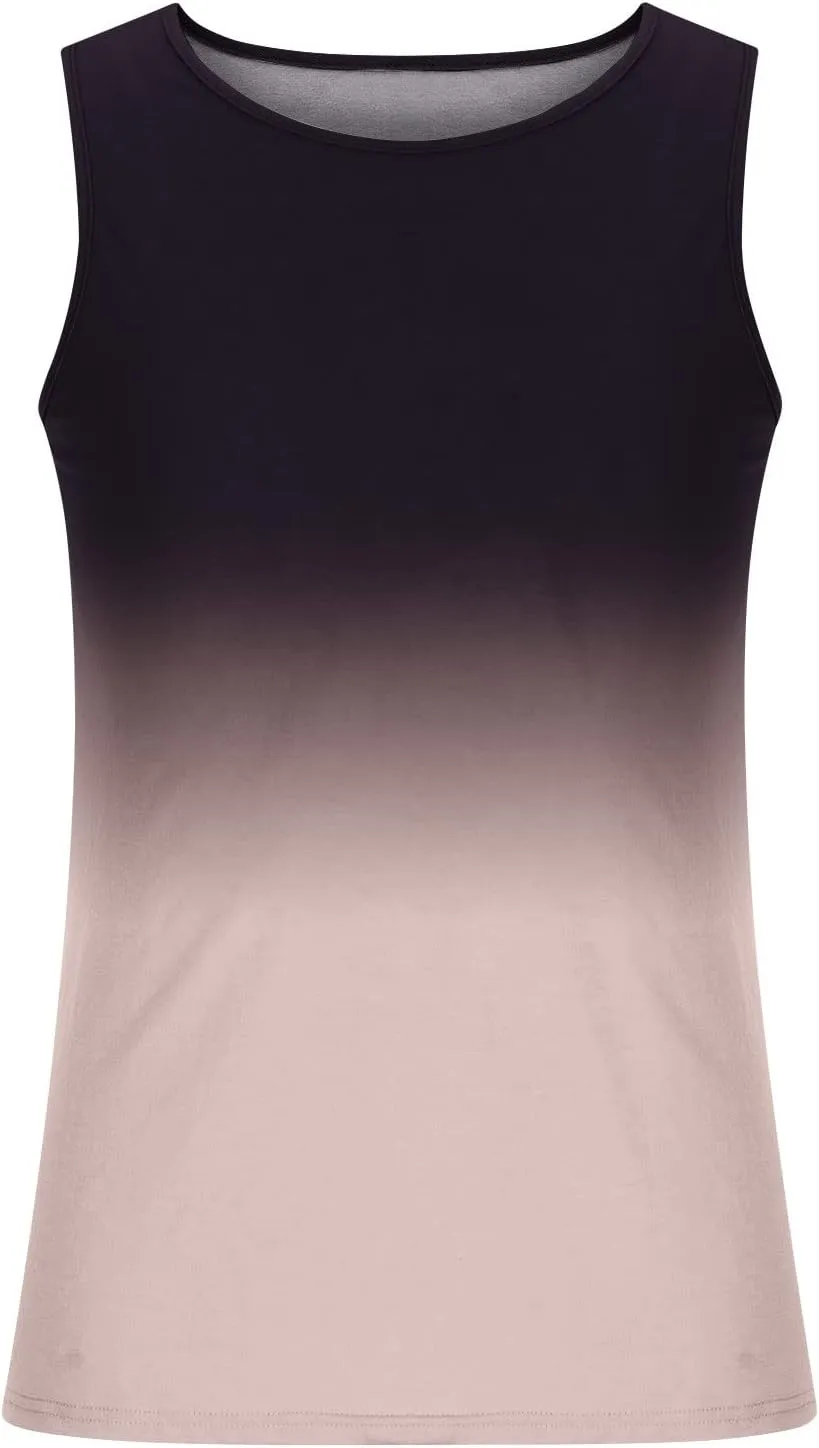 Men's Tank Tops Quick Dry Workout Swim Beach Shirts Sleeveless Shirts for Bodybuilding Gym Fitness Gradient
