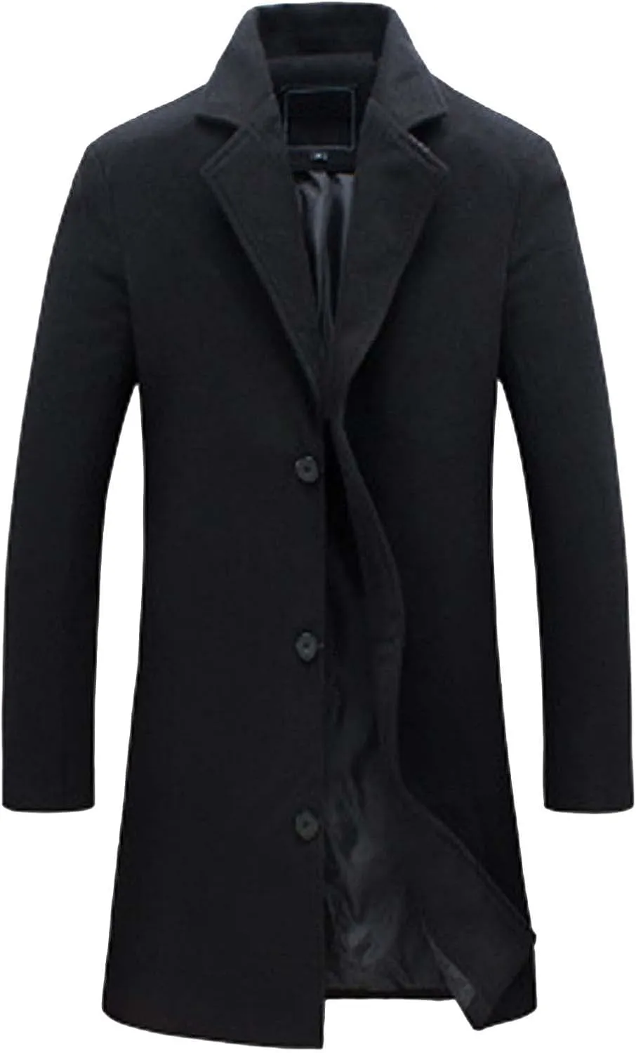 Mens Trench Coat Long Winter Overcoat Cable Knit Tunic Button Up Plain Shawl Overcoat Winter Casual Peacoat Jacket