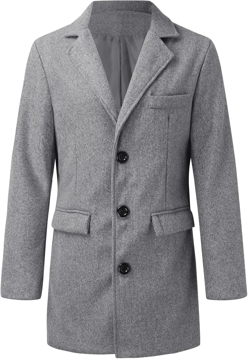 Men's Trench Coat Winter Warm Slim Fit Notch Lapel Single Breasted Top Coat Cotton Business Long Jacket Overcoat