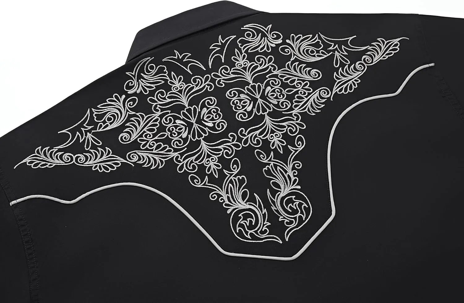 Men's Western Cowboy Shirt Embroidered Long Sleeve Casual Snap Button Down Shirt