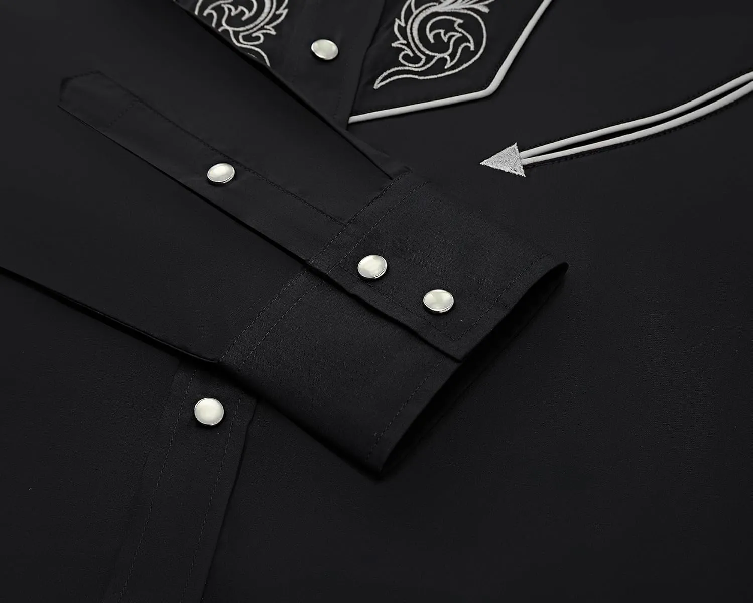 Men's Western Cowboy Shirt Embroidered Long Sleeve Casual Snap Button Down Shirt