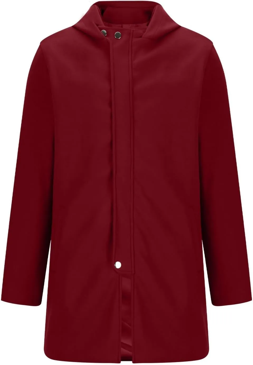 Mens Zip Up Trench Coats Winter Wool Blend Fashion Long Jackets Casual Long Sleeve Mid Length Hooded Overcoat