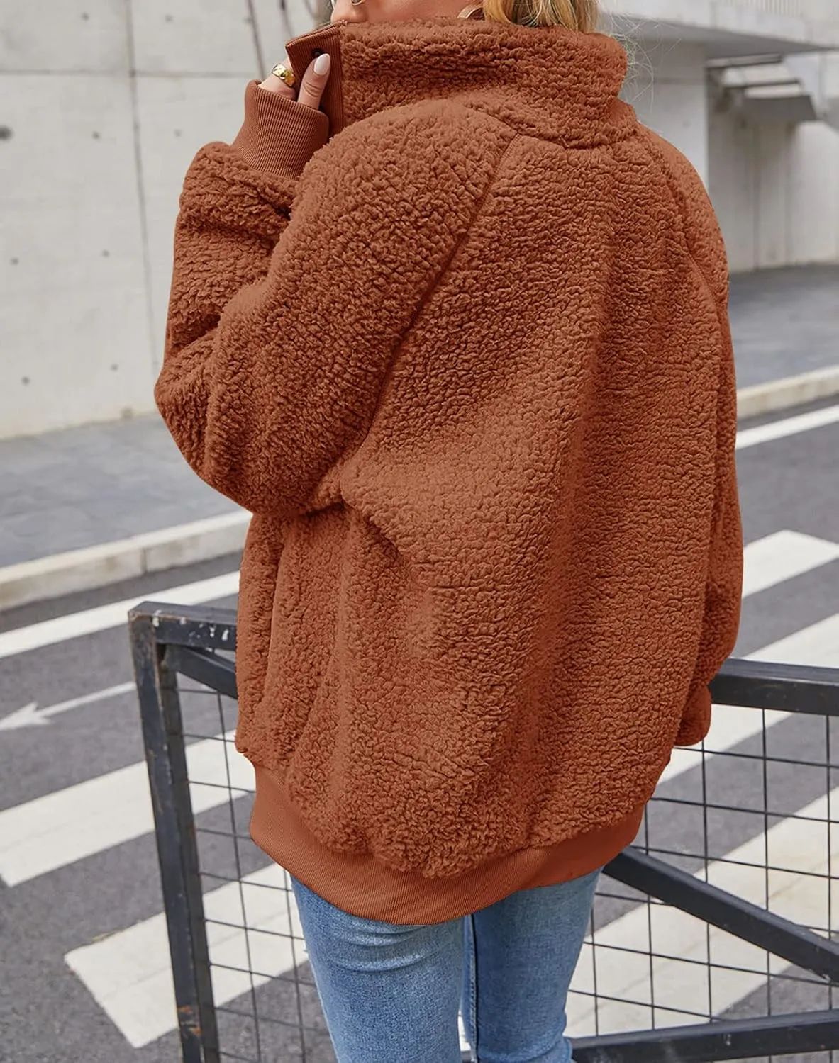 MEROKEETY Women's 2024 Winter Long Sleeve Button Sherpa Jacket Coat Pockets Warm Fleece