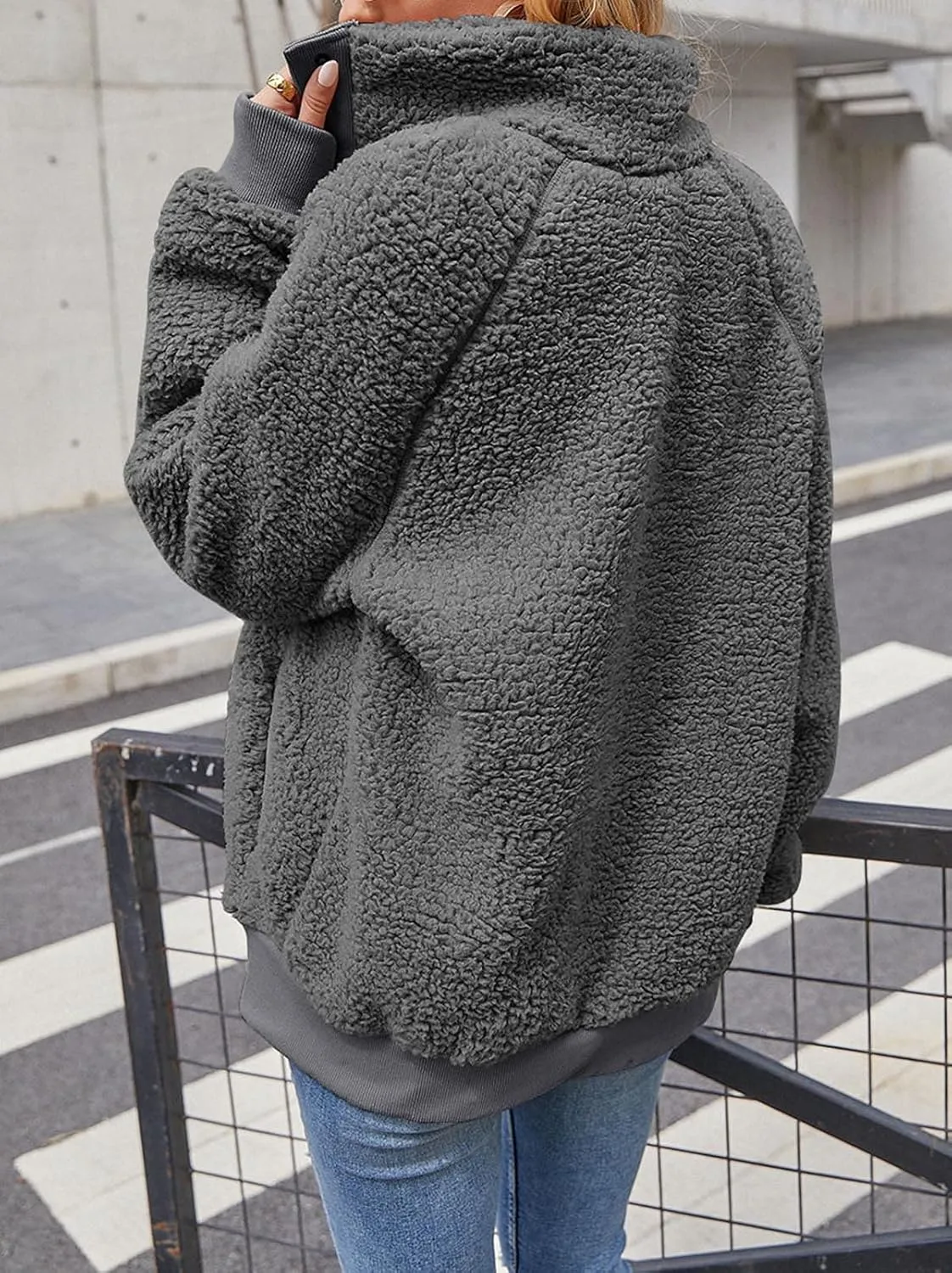 MEROKEETY Women's 2024 Winter Long Sleeve Button Sherpa Jacket Coat Pockets Warm Fleece