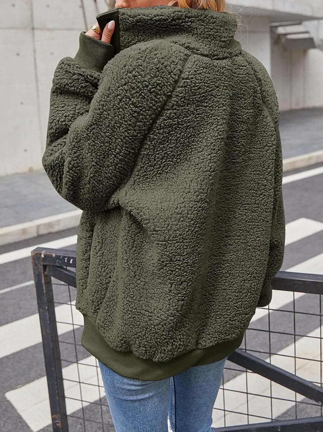 MEROKEETY Women's 2024 Winter Long Sleeve Button Sherpa Jacket Coat Pockets Warm Fleece