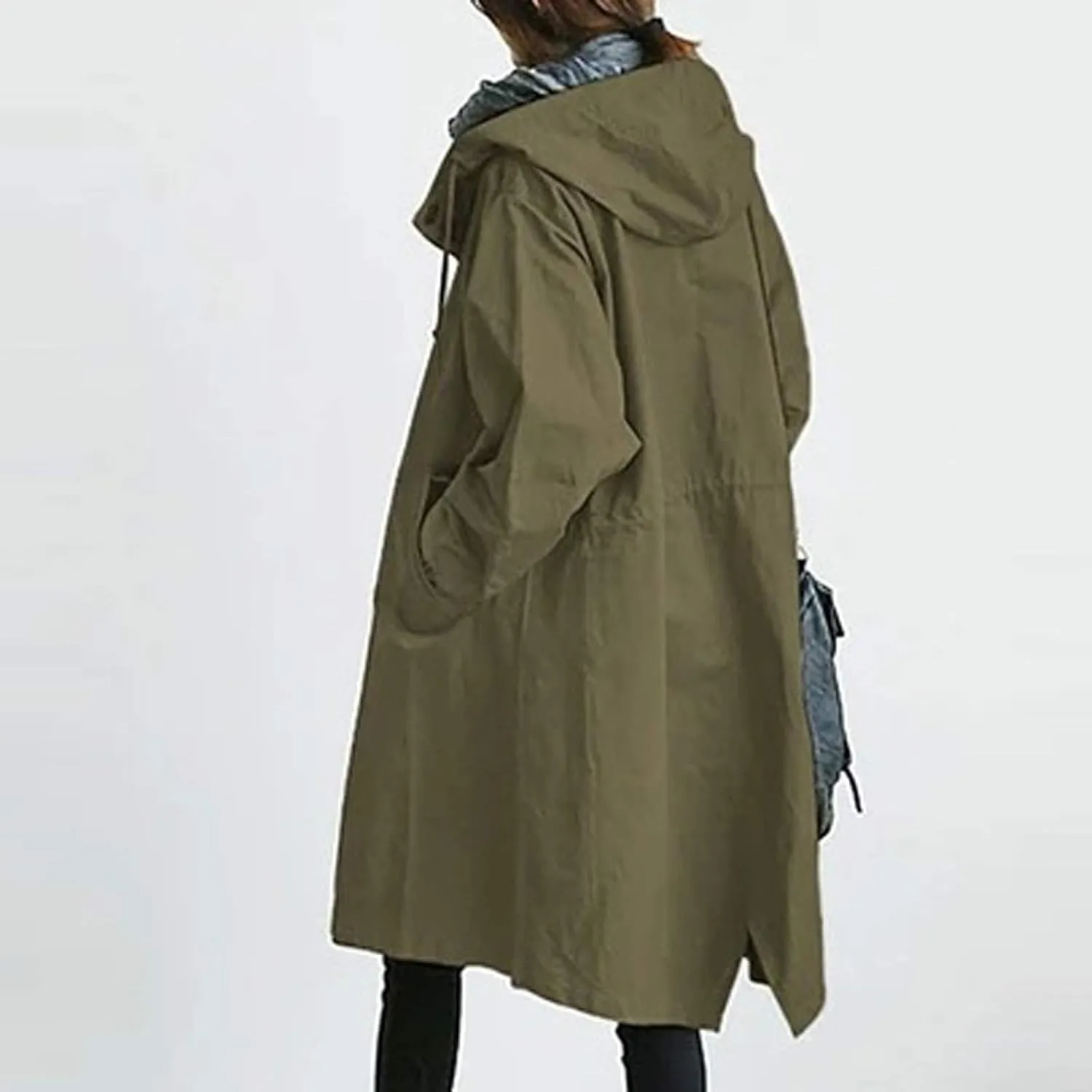 Mid Long Classic Lapel Windproof Womens Elegant Windbreaker Wild Winter Women'S Coat Belted Outerwear Casual Jackets